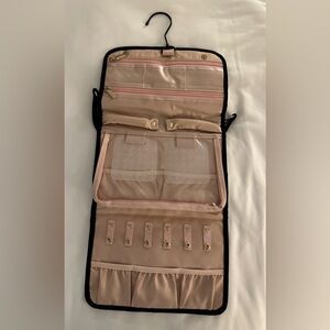 Hanging Black Quilted Jewelry Organizer Travel Roll NWOT